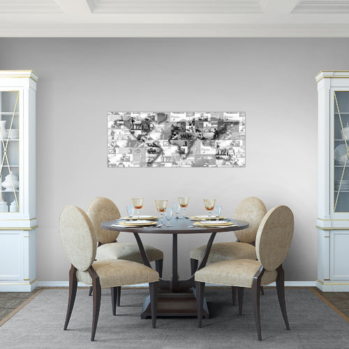 Runa Art Wandbild Weltkarte Banksy Collage 1 Teilig 100 x 40 cm Modern Bild auf Vlies Leinwand Pop Art Loft Wohnzimmer Bunt 104512a