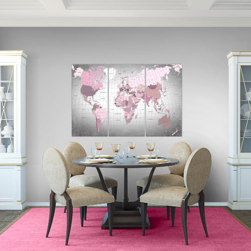 Runa Art Wandbilder Weltkarte Bild XXL Büro Wohnzimmer Beige Kontinente 120 x 80 cm 3 Teilig 023331b