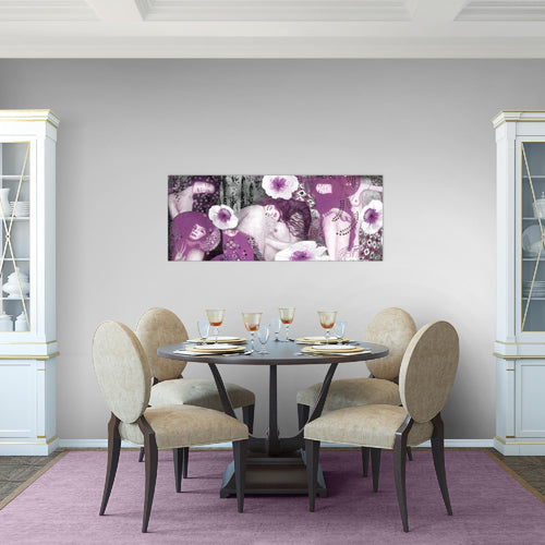 Runa Art Wandbild Collage Gustav Klimt 1 Teilig 100 x 40 cm Modern Bild auf Vlies Leinwand Frau Wohnzimmer Rot 018512a