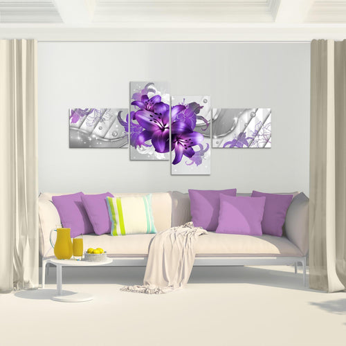 Runa Art Bild XXL 4 Teilig Blumen Lilien 200 x 100 cm Kunstdruck auf Vlies Leinwand Wanddeko Wohnzimmer Schlafzimmer 017341a
