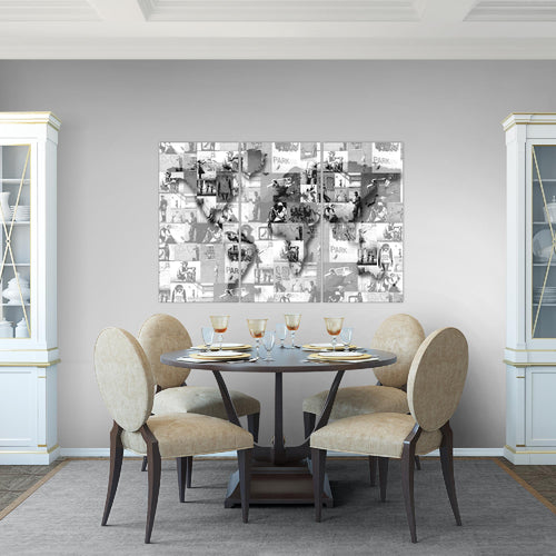 Runa Art Bild Weltkarte Banksy Collage Modern Wandbilder Wohnzimmer Büro 1 Teilig - Made In Germany - Pop Art Bunt Flur 104515a