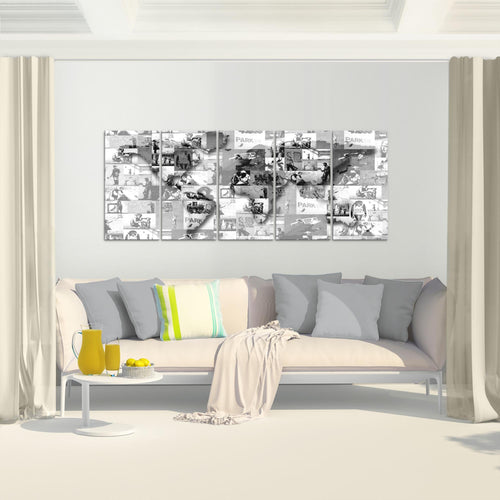 Runa Art Bild Weltkarte Banksy Collage Wandbilder auf Vlies Leinwand 5 Teilig Wanddekoration Loft Wohnzimmer 104556c
