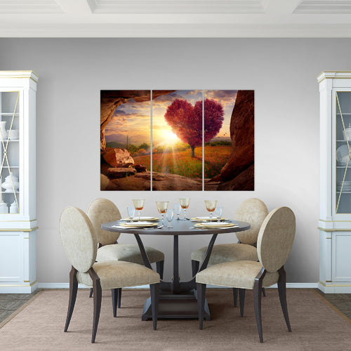Runa Art Wandbilder Natur Gebirge Bild XXL Wohnzimmer Schlafzimmer Beige Rosa Baum Herz 120 x 80 cm 3 Teilig 607631c