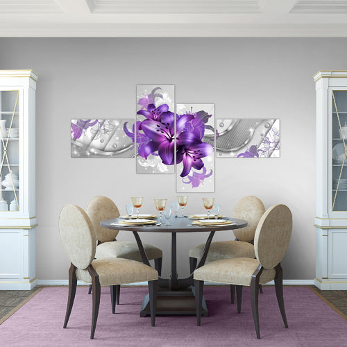 Runa Art Wandbilder Set XXL Blumen LilienWohnzimmer Schlafzimmer Rot 4 Teilig - Made in Germany - 017345b