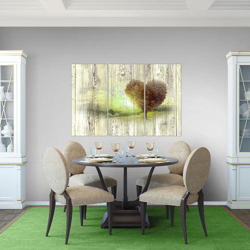 Runa Art Wandbilder Herbst Vintage Bild XXL Wohnzimmer Schlafzimmer Türkis Baum Herz 120 x 80 cm 3 Teilig 606531b