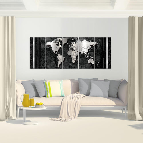 Runa Art Bild Weltkarte Wandbilder auf Vlies Leinwand 5 Teilig Wanddekoration Büro Wohnzimmer 107356c
