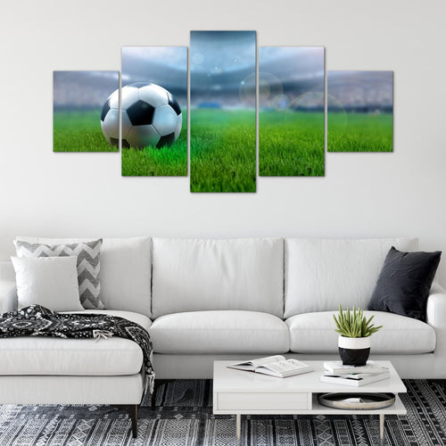 Runa Art - Bilder Fussball 200 x 100 cm 5 Teilig XXL Wanddekoration Design Grau 402451a