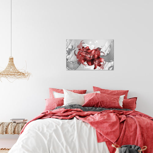 Runa Art Bild Blumen Lilien Modern Wandbilder Wohnzimmer 1 Teilig - Made In Germany - Abstrakt Rot Weiß Flur 016515b