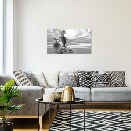 Runa Art Bild Afrika Modern Wandbilder Wohnzimmer Schlafzimmer Büro 1 Teilig - Made In Germany - Grau Frau Flur 000915c