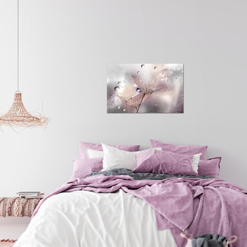 Runa Art Bild Blumen Pusteblumen Modern Wandbilder Wohnzimmer 1 Teilig - Made In Germany - Morgentau Rosa Grau Flur 043115b