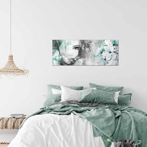 Runa Art Wandbild Blumen Vintage 1 Teilig 100 x 40 cm Modern Bild auf Vlies Leinwand Frau Wohnzimmer Bunt 039312a