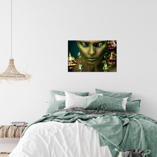 Runa Art Bild Frau Gesicht Lippen Modern Wandbilder Wohnzimmer Schlafzimmer 1 Teilig - Made In Germany - Kosmetik Fashion Schwarz Gold Flur 042115c