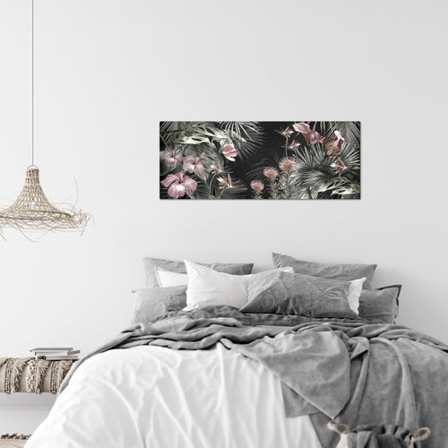 Runa Art Wandbild Blumen 100 x 40 cm Modern Bild auf Vlies Leinwand Vintage Natur Wohnzimmer Grün 043312b