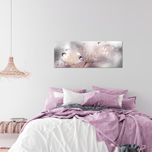 Runa Art Wandbild Blumen Pusteblumen 100 x 40 cm Modern Bild auf Vlies Leinwand Morgentau Wohnzimmer Braun 043112a