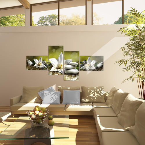Runa Art Bild Modern Blumen Lilien - Made in Germany - Wandbilder Abstrakt Beige Braun 4 Teilig 035842a