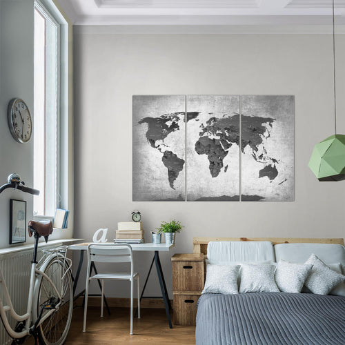 Runa Art Wandbilder Weltkarte Bild XXL Büro Wohnzimmer Braun Vintage Antik 120 x 80 cm 3 Teilig 104031b