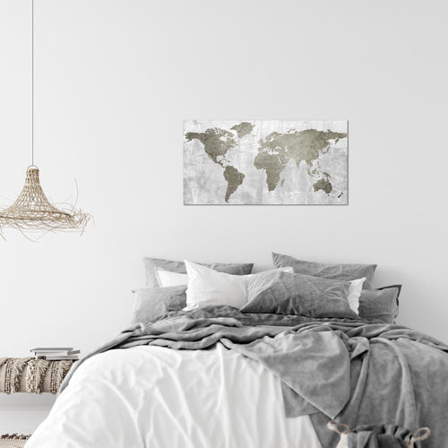 Runa Art Bild Weltkarte Modern Wandbilder Büro Wohnzimmer 1 Teilig - Made In Germany - Kontinente Stein Braun Flur 104315b