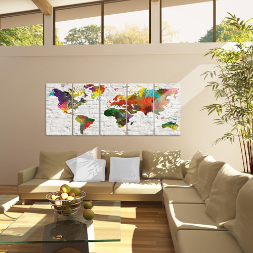 Runa Art Bild Weltkarte Wandbilder auf Vlies Leinwand 5 Teilig Wanddekoration Büro Wohnzimmer 106956b