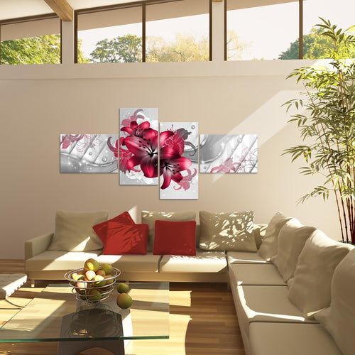 Runa Art Bild XXL 4 Teilig Blumen Lilien 200 x 100 cm Kunstdruck auf Vlies Leinwand Wanddeko Wohnzimmer Schlafzimmer 017341b
