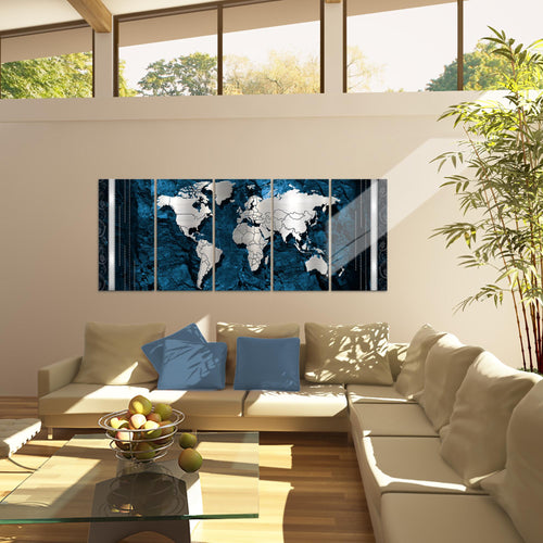 Runa Art Bild Weltkarte Wandbilder auf Vlies Leinwand 5 Teilig Wanddekoration Büro Wohnzimmer 107356c