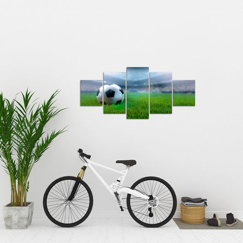 Runa Art - Bilder Fussball 200 x 100 cm 5 Teilig XXL Wanddekoration Design Grün 402451c