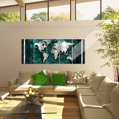 Runa Art Bild Weltkarte Wandbilder auf Vlies Leinwand 5 Teilig Wanddekoration Büro Wohnzimmer 107356c