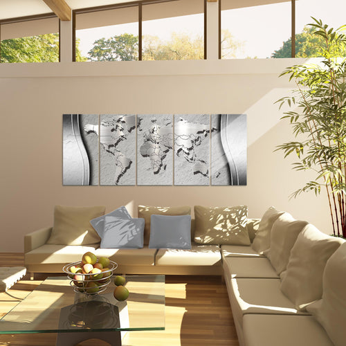 Runa Art Bild Weltkarte Wandbilder auf Vlies Leinwand 5 Teilig Wanddekoration Büro Wohnzimmer 107256b