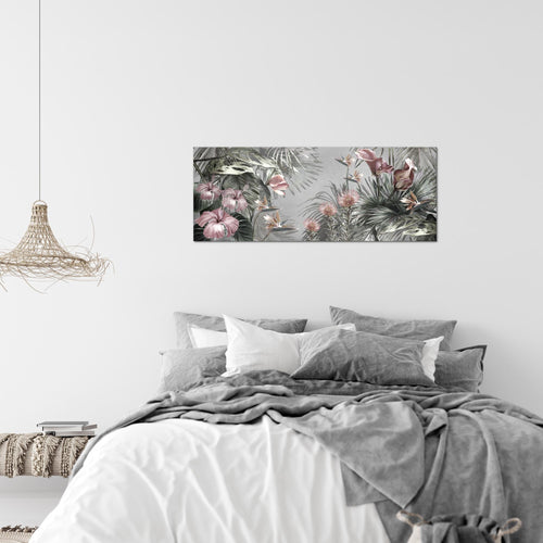Runa Art Wandbild Blumen 100 x 40 cm Modern Bild auf Vlies Leinwand Vintage Natur Wohnzimmer Grün Bunt 043312a