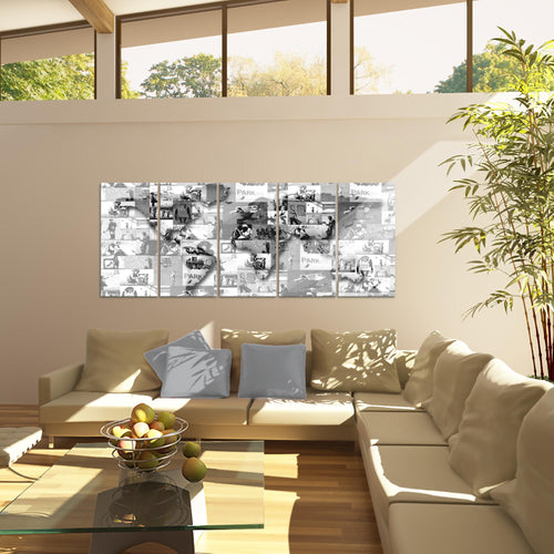Runa Art Wandbild XXL Weltkarte Banksy Collage Loft Wohnzimmer 200 x 80 cm Bunt 5 Teilig - Made in Germany - 104555a