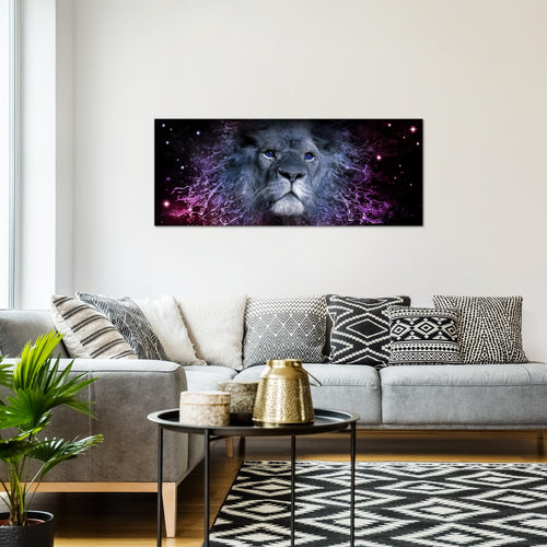 Runa Art Wandbild Afrika Löwe 1 Teilig 100 x 40 cm Modern Bild auf Vlies Leinwand Abstrakt Tiere Wohnzimmer Schlafzimmer Schwarz Gold 040712a