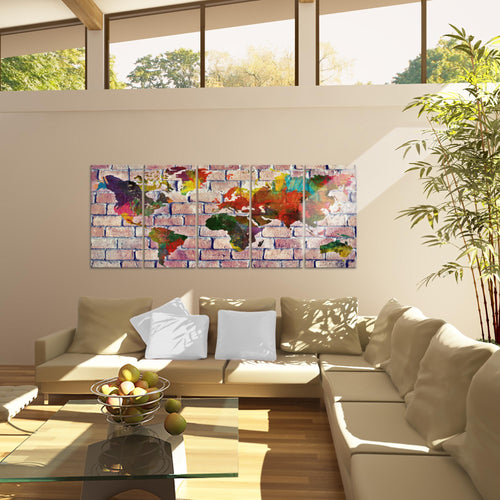 Runa Art Bild Weltkarte Wandbilder auf Vlies Leinwand 5 Teilig Wanddekoration Büro Wohnzimmer 106956b