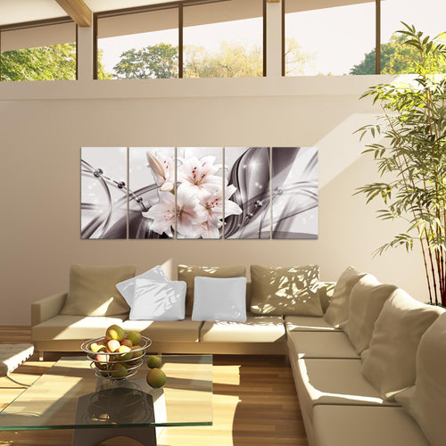 Runa Art Bild Blumen Lilien Wandbilder auf Vlies Leinwand 5 Teilig Wanddekoration Wohnzimmer Schlafzimmer 017156a