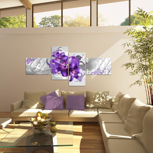 Runa Art Bild XXL 4 Teilig Blumen Lilien 200 x 100 cm Kunstdruck auf Vlies Leinwand Wanddeko Wohnzimmer Schlafzimmer 017341c