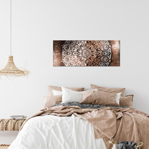 Runa Art Wandbild Mandala Abstrakt 1 Teilig 100 x 40 cm Modern Bild auf Vlies Leinwand Kupfer Wohnzimmer Schlafzimmer Beige Braun 040112c