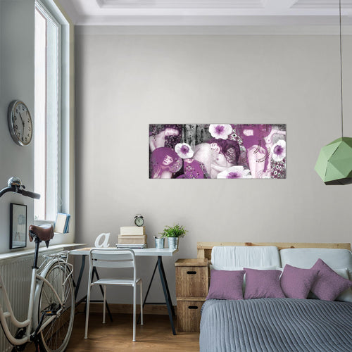 Runa Art Wandbild Collage Gustav Klimt 1 Teilig 100 x 40 cm Modern Bild auf Vlies Leinwand Frau Wohnzimmer Violett 018512c