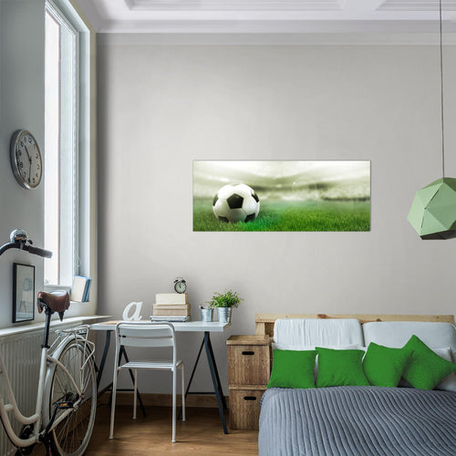 Runa Art Wandbild Fussball 1 Teilig 100 x 40 cm Modern Bild auf Vlies Leinwand Sport Wohnzimmer Schlafzimmer Grün 402412a