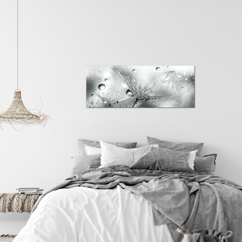 Runa Art Wandbild Blumen Pusteblumen 100 x 40 cm Modern Bild auf Vlies Leinwand Morgentau Wohnzimmer Braun 043112a