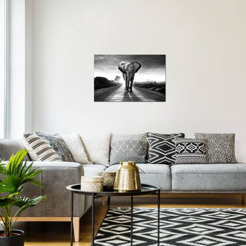 Runa Art Bild Afrika Elefant Modern Wandbilder Wohnzimmer Schlafzimmer 1 Teilig - Made In Germany - Tiere Rot Grau Flur 042615b