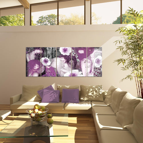 Runa Art Wandbild XXL Collage Gustav Klimt Wohnzimmer 200 x 80 cm Rot 5 Teilig - Made in Germany - 018555a