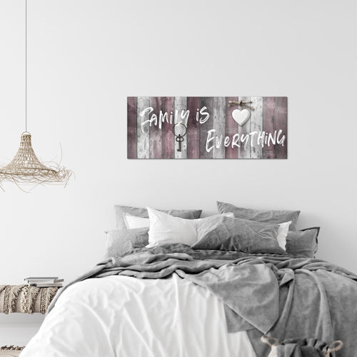 Runa Art Wandbild Home Abstrakt 1 Teilig 100 x 40 cm Modern Bild auf Vlies Leinwand Holz Schlafzimmer Wohnzimmer Grau Rosa 040212c