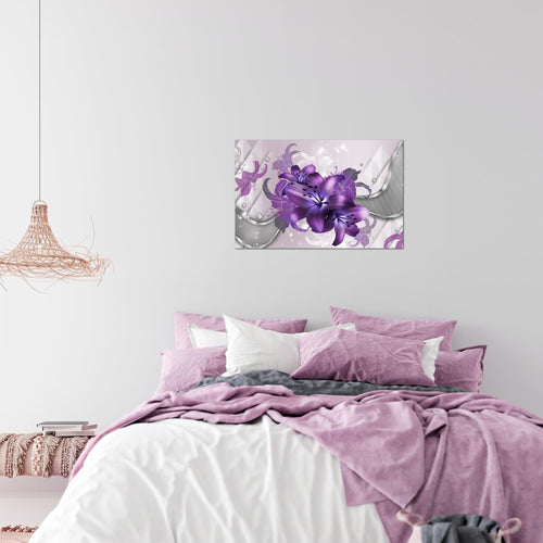 Runa Art Bild Blumen Lilien Modern Wandbilder Wohnzimmer 1 Teilig - Made In Germany - Abstrakt Violett Lila Flur 016515c