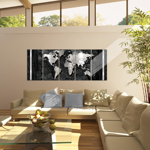 Runa Art Bild Weltkarte Wandbilder auf Vlies Leinwand 5 Teilig Wanddekoration Büro Wohnzimmer 107356a