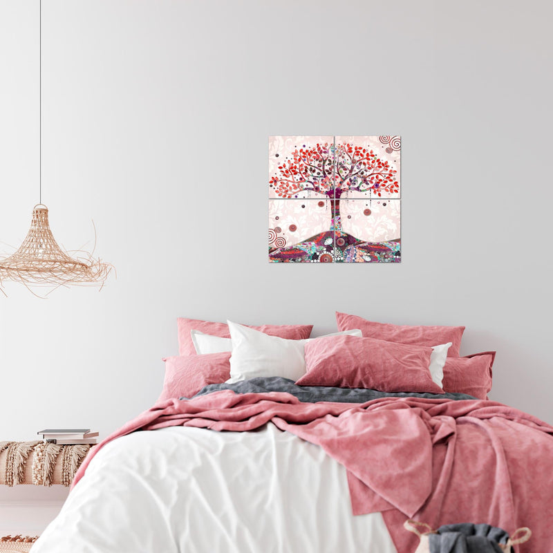 Runa Art - Bilder Gustav Klimt - Baum des Lebens Wandbild auf Vlies Leinwand Wohnzimmer 4 Teilig 80 x 80 cm Modern 004643a