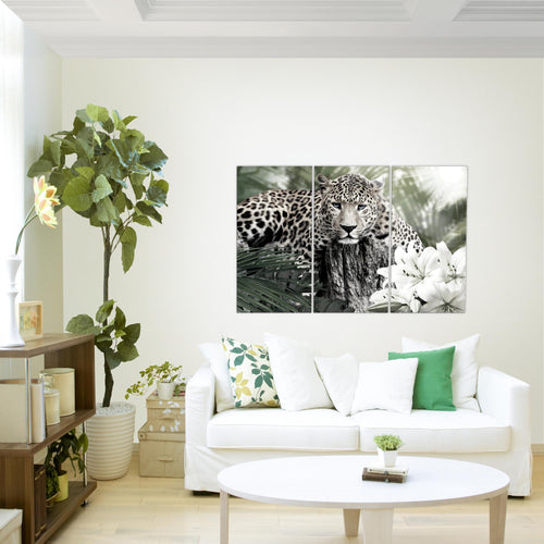 Runa Art Wandbilder Afrika Leopard Bild XXL Wohnzimmer Schlafzimmer Grün Natur Savanne 120 x 80 cm 3 Teilig 006731a