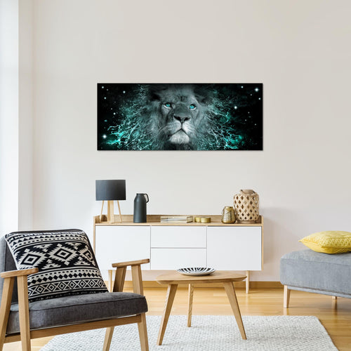 Runa Art Wandbild Sternzeichen Löwe 1 Teilig 100 x 40 cm Modern Bild auf Vlies Leinwand Abstrakt Tiere Wohnzimmer Schlafzimmer Lila 040712c