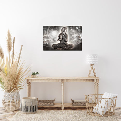 Runa Art Bild Buddha Zen Modern Wandbilder Wohnzimmer Schlafzimmer 1 Teilig - Made In Germany - Feng Shui Rosa Grau Flur 041615c