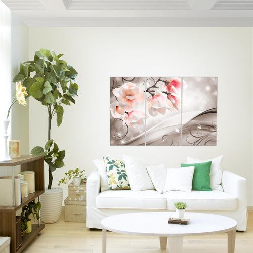 Runa Art Bild Blumen Abstrakt Modern Wandbilder Wohnzimmer 1 Teilig - Made In Germany - Diamant Beige Braun Flur 035315b