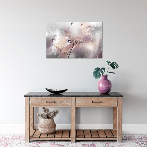 Runa Art Bild Blumen Pusteblumen Modern Wandbilder Wohnzimmer 1 Teilig - Made In Germany - Morgentau Schwarz Weiss Flur 043115c