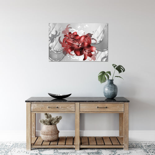 Runa Art Bild Blumen Lilien Modern Wandbilder Wohnzimmer 1 Teilig - Made In Germany - Abstrakt Grau Türkis Flur 016515a