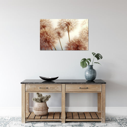 Runa Art Bild Blumen Pusteblumen Modern Wandbilder Wohnzimmer 1 Teilig - Made In Germany - Natur Grau Rosa Flur 042015a